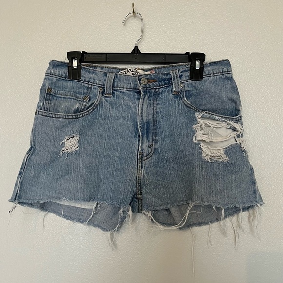 LEVI’S- Relaxed Straight Distressed Jean Shorts W32 L32 - Picture 1 of 5